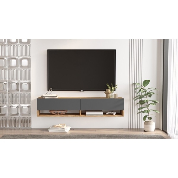 Mobile Tv Sospeso 140x32x30 Rovere E Antracite Evolution