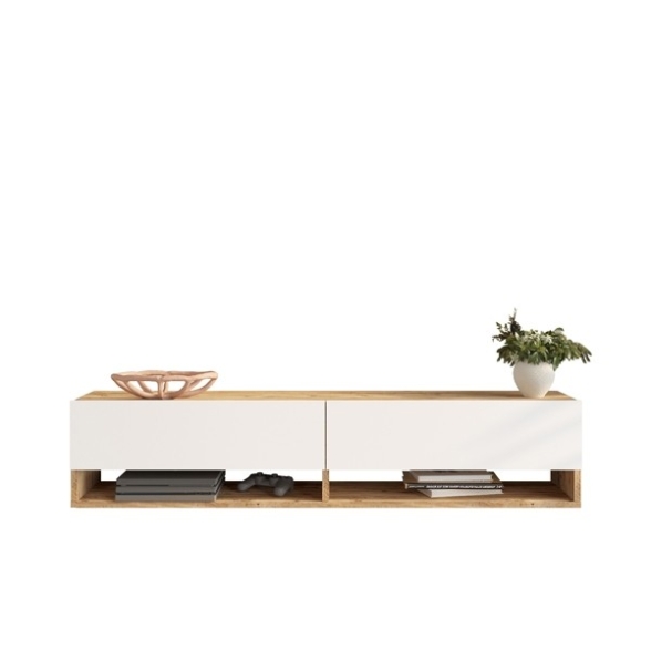 Mobile Tv Sospeso 140x32x30 Rovere E Bianco Evolution