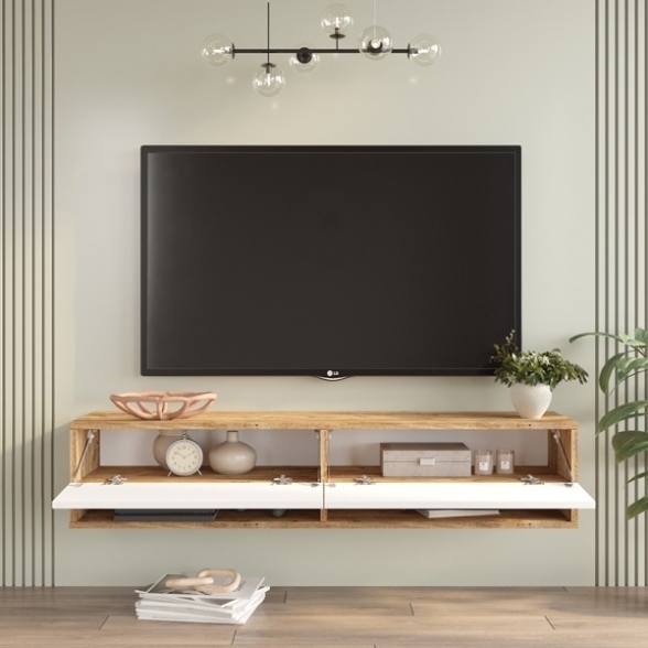 Mobile Tv Sospeso 140x32x30 Rovere E Bianco Evolution