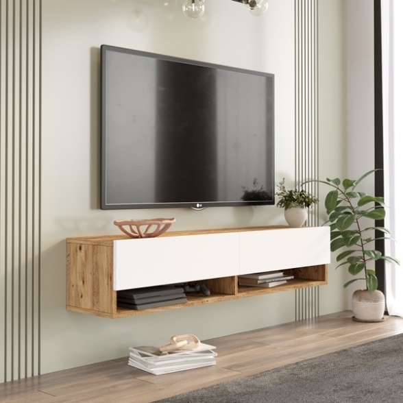 Mobile Tv Sospeso 140x32x30 Rovere E Bianco Evolution