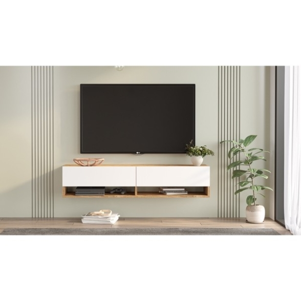 Mobile Tv Sospeso 140x32x30 Rovere E Bianco Evolution