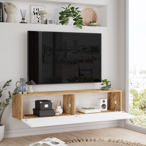 Mobile Tv Sospeso 140x32x30 Rovere E Bianco Future