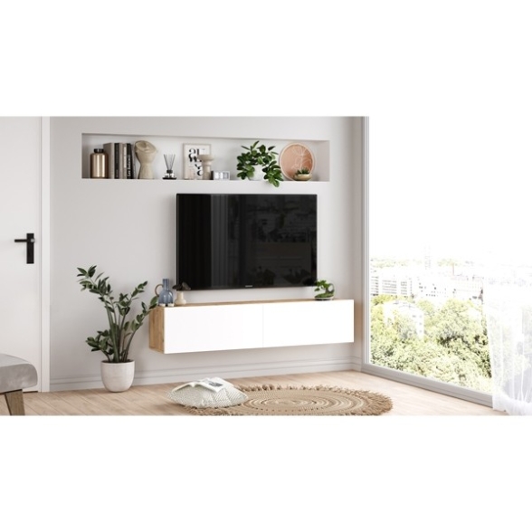 Mobile Tv Sospeso 140x32x30 Rovere E Bianco Future