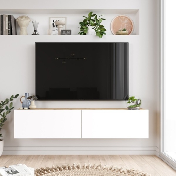 Mobile Tv Sospeso 140x32x30 Rovere E Bianco Future