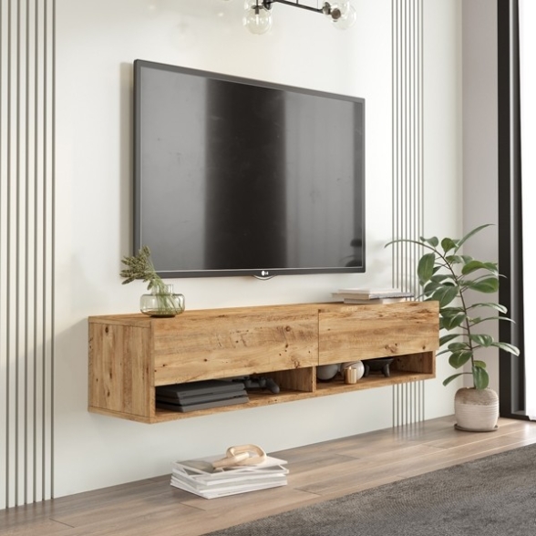Mobile Tv Sospeso 140x32x30 Effetto Legno Rovere Evolution