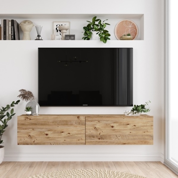 Mobile Tv Sospeso 140x32x30 Effetto Legno Rovere Future