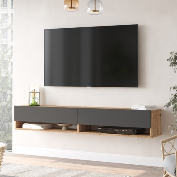 Mobile Tv Sospeso 180x32x30 Rovere E Antracite Evolution