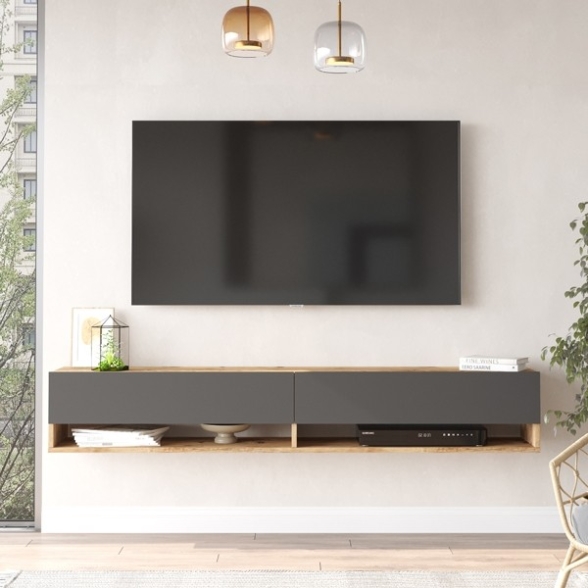 Mobile Tv Sospeso 180x32x30 Rovere E Antracite Evolution