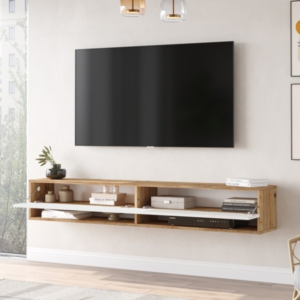 Mobile Tv Sospeso 180x32x30 Rovere E Bianco Evolution