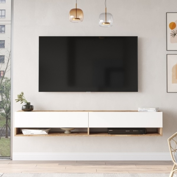 Mobile Tv Sospeso 180x32x30 Rovere E Bianco Evolution