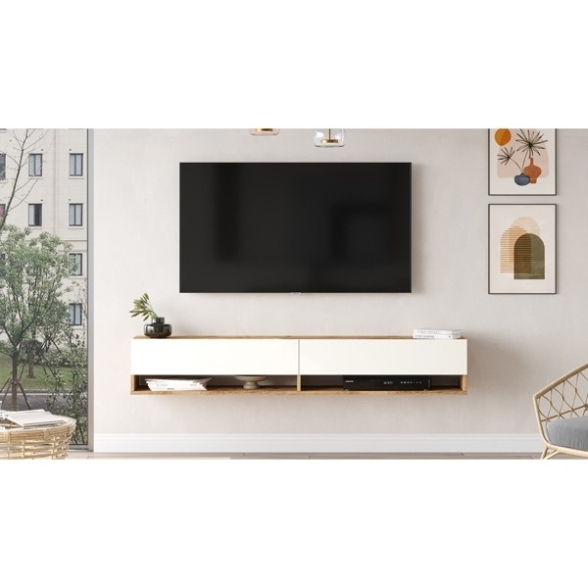Mobile Tv Sospeso 180x32x30 Rovere E Bianco Evolution