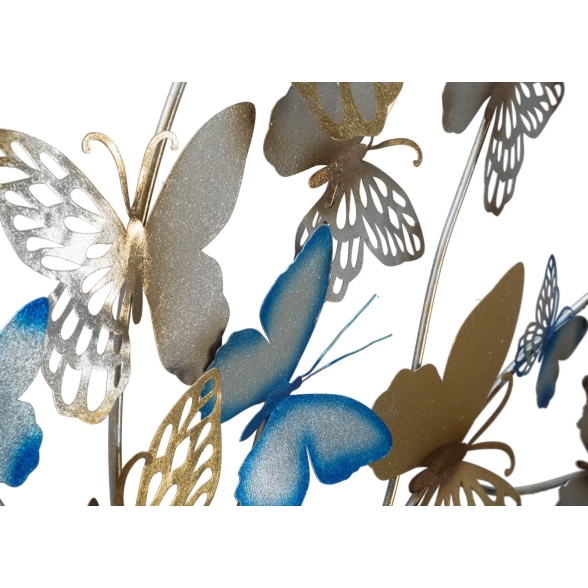 Pannello decorativo da muro con design a farfalle 132X3,5X95,5 cm Butterflies oro/celeste