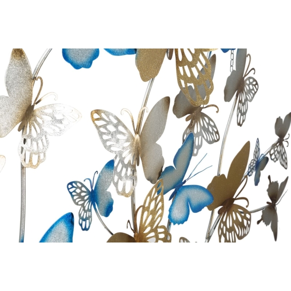 Pannello decorativo da muro con design a farfalle 132X3,5X95,5 cm Butterflies oro/celeste