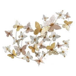 Pannello decorativo da muro con design a farfalle 132X3,5X95,5 cm Butterflies oro/rosa