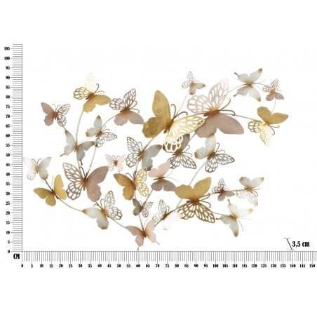 Pannello decorativo da muro con design a farfalle 132X3,5X95,5 cm Butterflies oro/rosa
