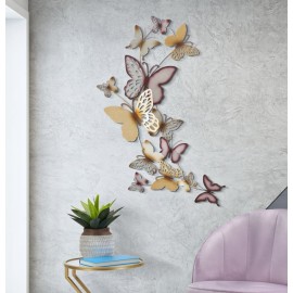 Pannello decorativo da muro con design a farfalle 59,5X4X111,5 cm Butterflies oro/bordeaux