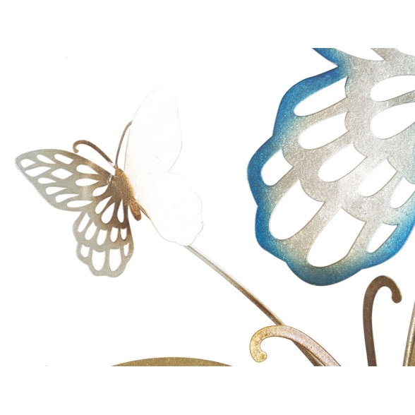Pannello decorativo da muro con design a farfalle 59,5X4X111,5 cm Butterflies oro/celeste