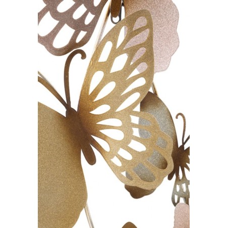 Pannello decorativo da muro con design a farfalle 59,5X4X111,5 cm Butterflies oro/rosa