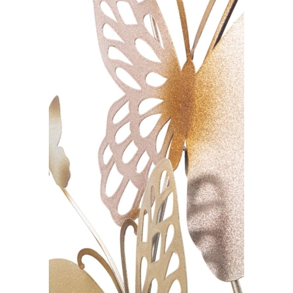 Pannello decorativo da muro con design a farfalle 59,5X4X111,5 cm Butterflies oro/rosa