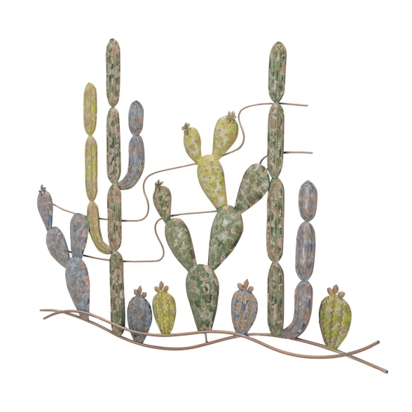 Pannello decorativo in ferro disegno Cactus 90x64x2,5 cm multicolor