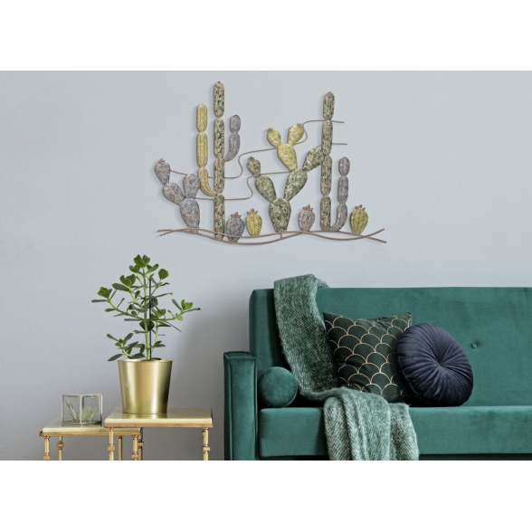 Pannello decorativo in ferro disegno Cactus 90x64x2,5 cm multicolor