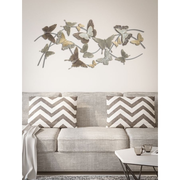 Pannello decorativo in ferro trama farfalle 118x3x52 cm Butterfly