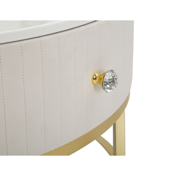 Tavolo da caffe' con struttura dorata montpellier color crema ø75x36 cm