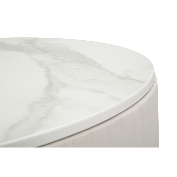 Tavolo da caffe' con struttura dorata montpellier color crema ø75x36 cm