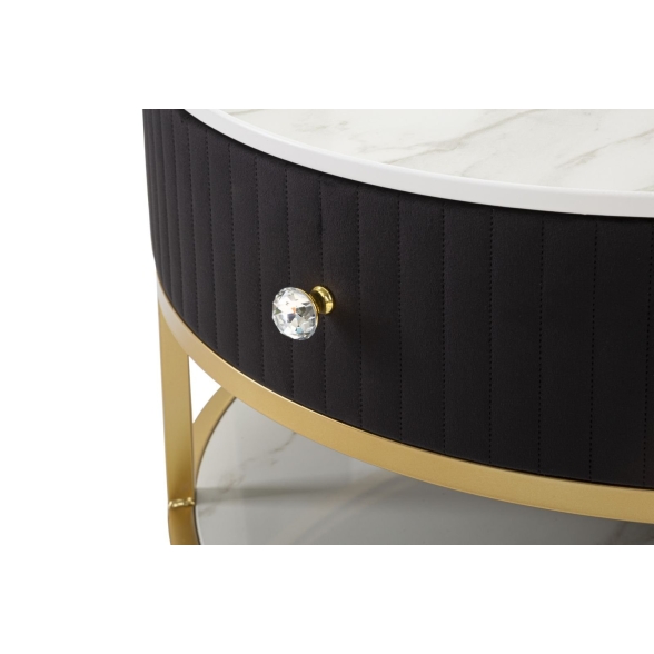 Tavolo da caffe' con struttura dorata montpellier colore nero ø75x36 cm