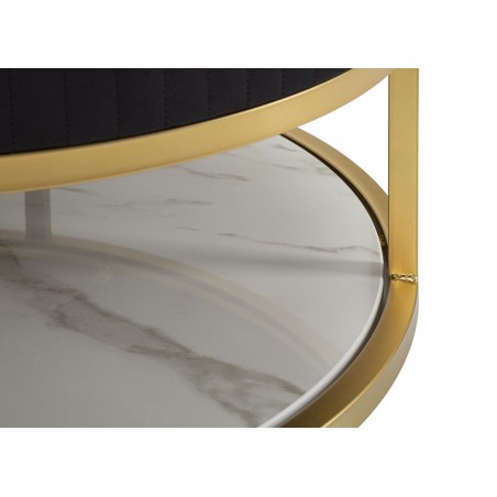 Tavolo da caffe' con struttura dorata montpellier colore nero ø75x36 cm