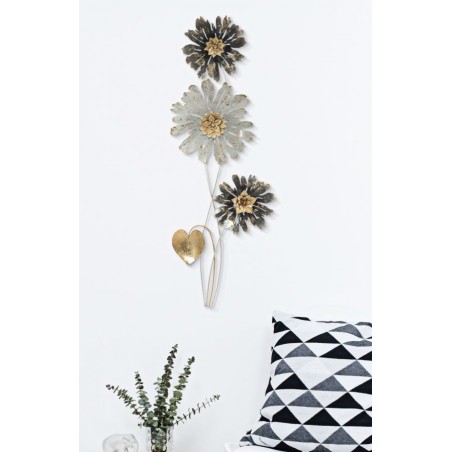 Pannello decorativo in ferro con designa fiori 35x5,5x88 cm Simply