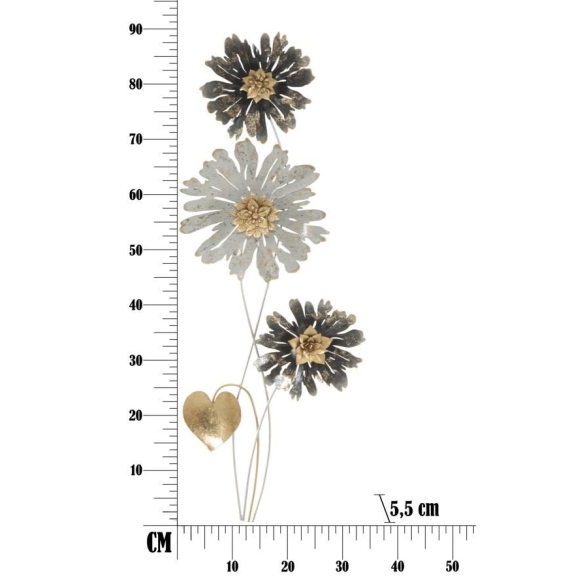 Pannello decorativo in ferro con designa fiori 35x5,5x88 cm Simply