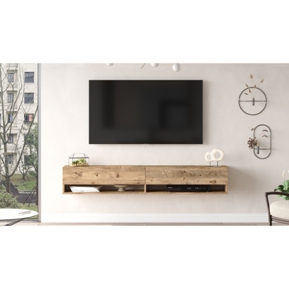 Mobile Tv Sospeso 180x32x30 Effetto Legno Rovere Evolution