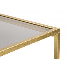 Tavolo da caffè con ripiani in vetro e struttura dorata 90x50x40 cm Level