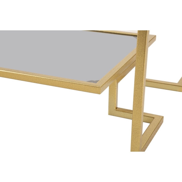 Tavolo da caffè con ripiani in vetro e struttura dorata 90x50x40 cm Level