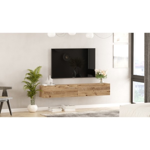 Mobile Tv Sospeso 180x32x30 Effetto Legno Rovere Future