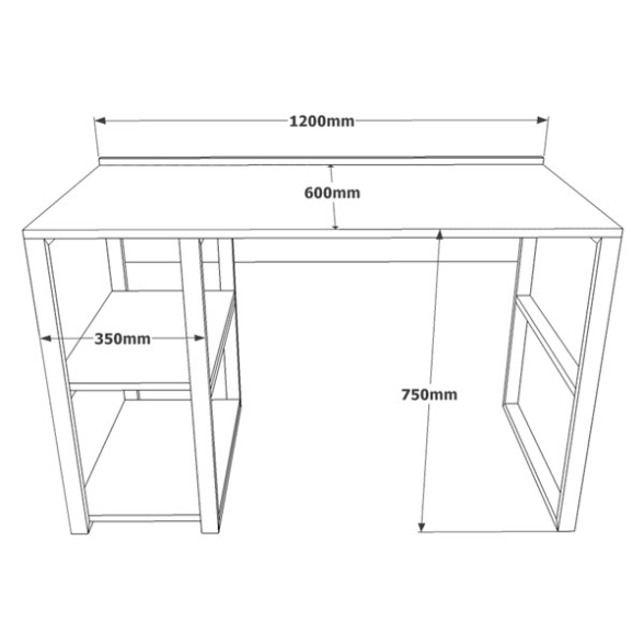 Scrivania Industrial Con Ripiani Laterali 120x60x75H Dexter