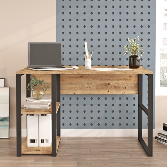 Scrivania Industrial Con Ripiani Laterali 120x60x75H Dexter
