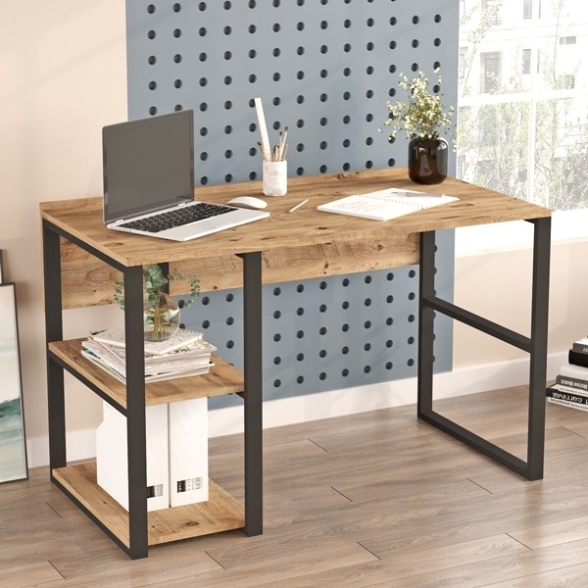 Scrivania Industrial Con Ripiani Laterali 120x60x75H Dexter
