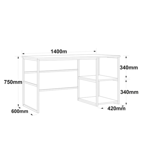 Scrivania Industrial Con Ripiani Laterali 140x60x75H Voyage DX