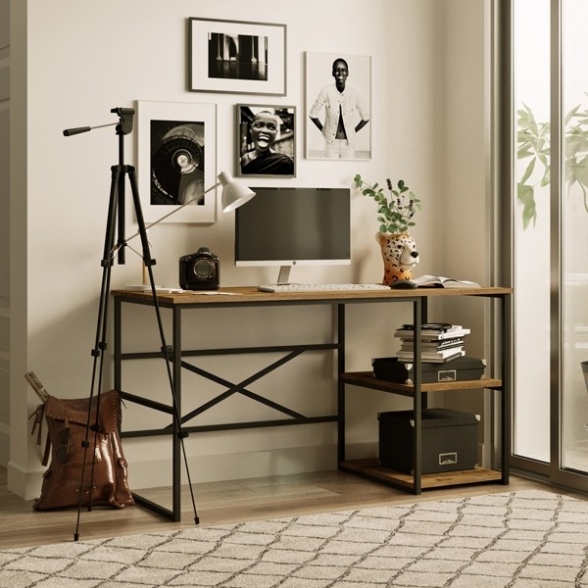 Scrivania Industrial Con Ripiani Laterali 140x60x75H Voyage DX