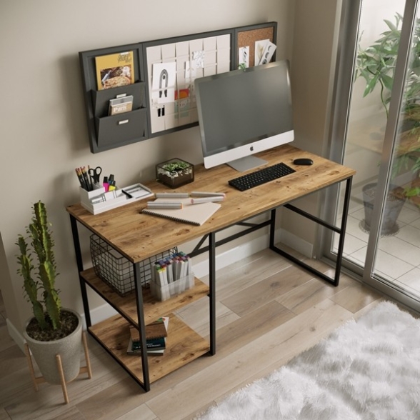 Scrivania Industrial Con Ripiani Laterali 140x60x75H Voyage SX