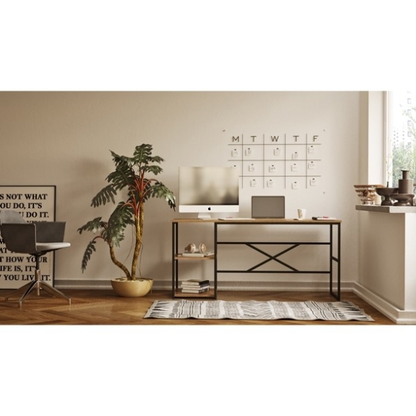 Scrivania Industrial Con Ripiani Laterali 160x60x75H Voyage SX