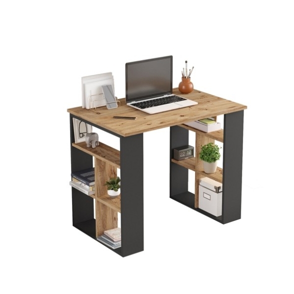 Scrivania Libreria 90x60x74H Rovere E Antracite Bremen