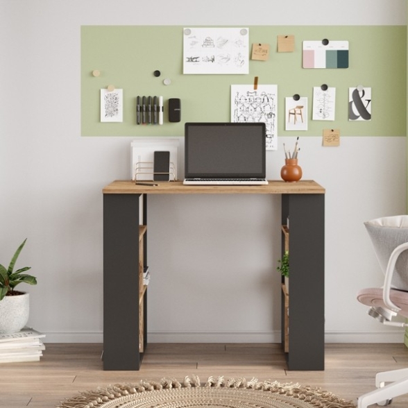 Scrivania Libreria 90x60x74H Rovere E Antracite Bremen