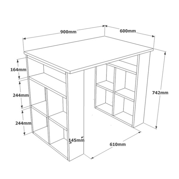 Scrivania Libreria 90x60x74H Rovere E Bianco Bremen