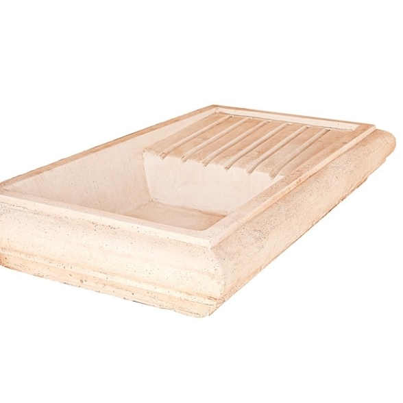 Lavabo Da appoggio Per Giardino In Cemento 100x50xh20 cm Brecciato Albicocca