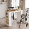 Tavolo Da Cucina Alto Con Ripiani Laterali 120x52x102H Rovere E Bianco
