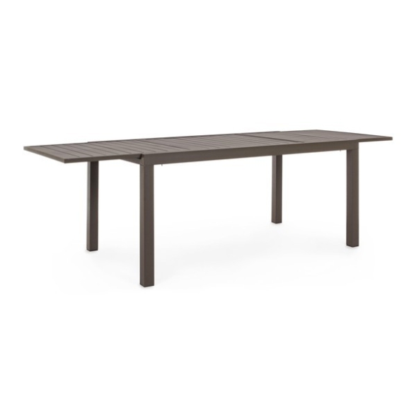 Set Da Pranzo Per Esterni Tavolo In Alluminio Allungabile 90x160-240 Cm + 8 Sedie Tortora