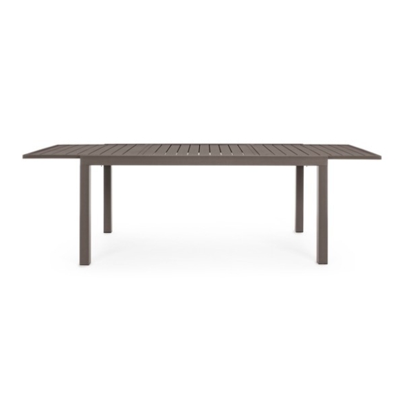Set Da Pranzo Per Esterni Tavolo In Alluminio Allungabile 90x160-240 Cm + 8 Sedie Tortora